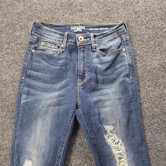 Denizen from Levis High Rise Jegging Distressed Medium Wash Blue Jeans Sz 3 W26 - Picture 3 of 12